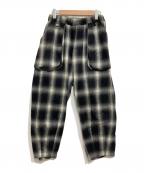 VIRGOヴァルゴ）の古着「BLURRED CHECK FAT PANTS/オンブレチェックテーパードパンツ」｜ブラック