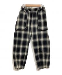 VIRGO（ヴァルゴ）の古着「BLURRED CHECK FAT PANTS/オンブレチェックテーパードパンツ」｜ブラック