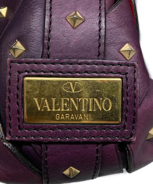 VALENTINO GARAVANI（ヴァレンティノ・ガラヴァーニ）VALENTINO GARAVANI (ヴァレンティノ・ガラヴァーニ) 編み込みスタッズトートバッグ パープルの古着・服飾アイテム