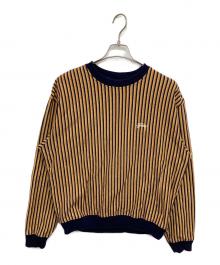 stussy（ステューシー）の古着「VERTICAL STRIPED KNIT CREW」｜イエロー×ネイビー