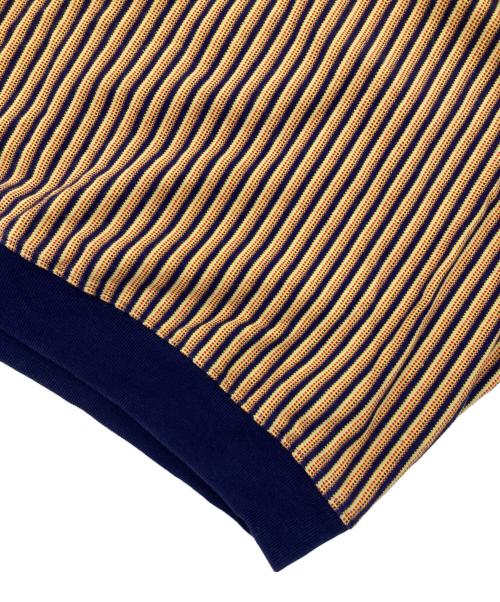 stussy（ステューシー）stussy (ステューシー) VERTICAL STRIPED KNIT CREW イエロー×ネイビー サイズ:Mの古着・服飾アイテム