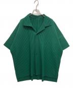 HOMME PLISSE ISSEY MIYAKEオム プリッセ イッセイ ミヤケ）の古着「MONTHLY COLORS : MAY/プリーツオープンカラーシャツ」｜グリーン