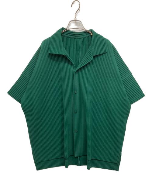 HOMME PLISSE ISSEY MIYAKE（オム プリッセ イッセイ ミヤケ）HOMME PLISSE ISSEY MIYAKE (オム プリッセ イッセイ ミヤケ) MONTHLY COLORS : MAY/プリーツオープンカラーシャツ グリーン サイズ:Lの古着・服飾アイテム