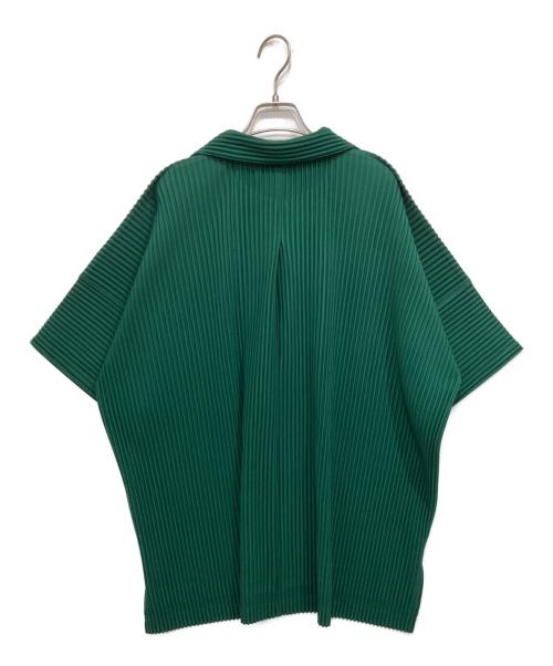 HOMME PLISSE ISSEY MIYAKE（オム プリッセ イッセイ ミヤケ）HOMME PLISSE ISSEY MIYAKE (オム プリッセ イッセイ ミヤケ) MONTHLY COLORS : MAY/プリーツオープンカラーシャツ グリーン サイズ:Lの古着・服飾アイテム