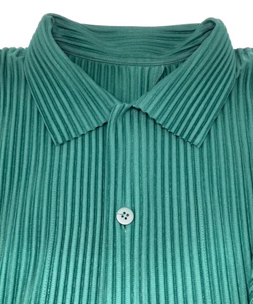 HOMME PLISSE ISSEY MIYAKE（オム プリッセ イッセイ ミヤケ）HOMME PLISSE ISSEY MIYAKE (オム プリッセ イッセイ ミヤケ) MONTHLY COLORS : MAY/プリーツオープンカラーシャツ グリーン サイズ:Lの古着・服飾アイテム