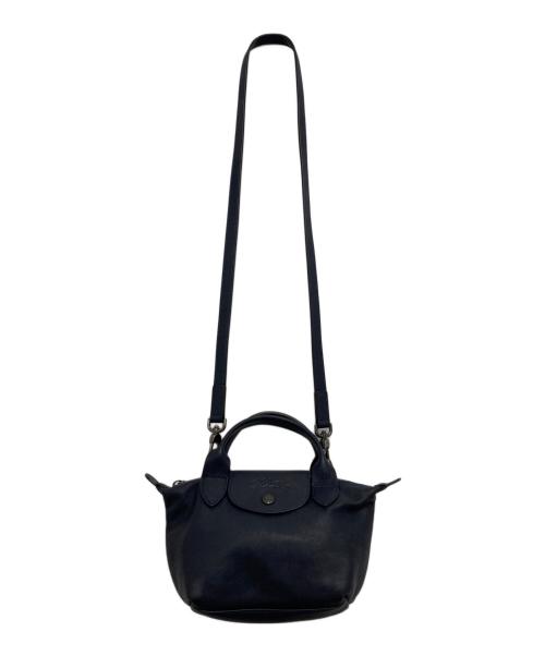 LONGCHAMP（ロンシャン）LONGCHAMP (ロンシャン) ル・プリアージュ キュイール トップハンドルバッグ ネイビーの古着・服飾アイテム