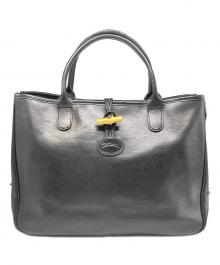 LONGCHAMP（ロンシャン）の古着「レザートートバッグ」｜ブラック