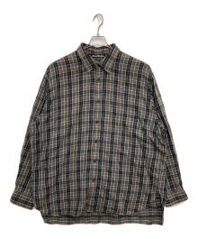 Acne studios（アクネ ストゥディオズ）の古着「フェイスモチーフチェックシャツ」｜グレー