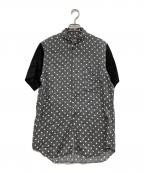 BLACK COMME des GARCONSブラックコムデギャルソン）の古着「ドット柄切替半袖シャツ」｜ブラック