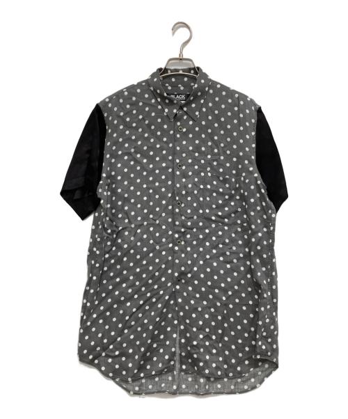 BLACK COMME des GARCONS（ブラックコムデギャルソン）BLACK COMME des GARCONS (ブラックコムデギャルソン) ドット柄切替半袖シャツ ブラック サイズ:Lの古着・服飾アイテム