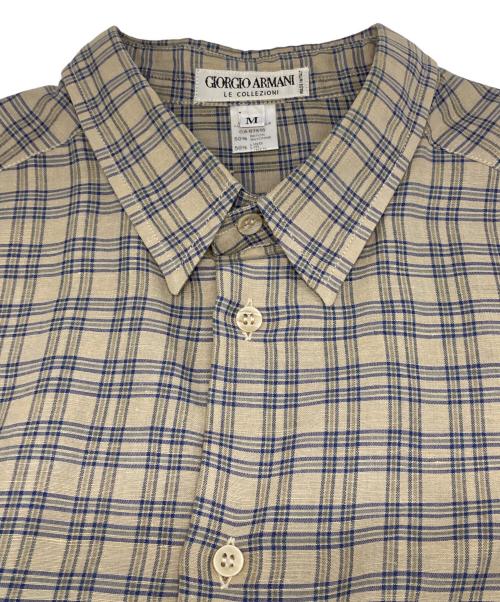 GIORGIO ARMANI（ジョルジオアルマーニ）GIORGIO ARMANI (ジョルジオアルマーニ) 90’sレーヨンリネン長袖チェックシャツ ベージュ サイズ:Mの古着・服飾アイテム