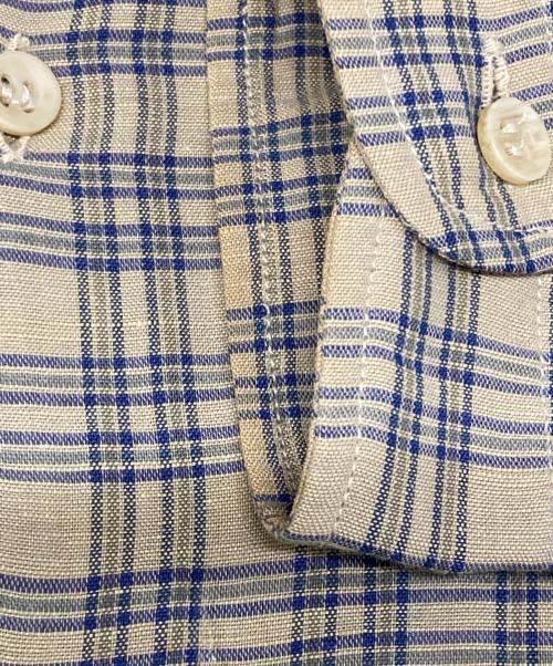 GIORGIO ARMANI（ジョルジオアルマーニ）GIORGIO ARMANI (ジョルジオアルマーニ) 90’sレーヨンリネン長袖チェックシャツ ベージュ サイズ:Mの古着・服飾アイテム