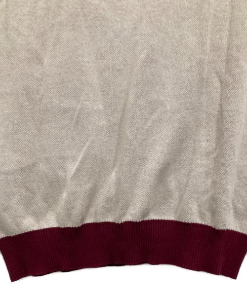 BEAMS PLUS（ビームスプラス）BEAMS PLUS (ビームスプラス) Knit Tee Jacquard ベージュ×ボルドー サイズ:Mの古着・服飾アイテム