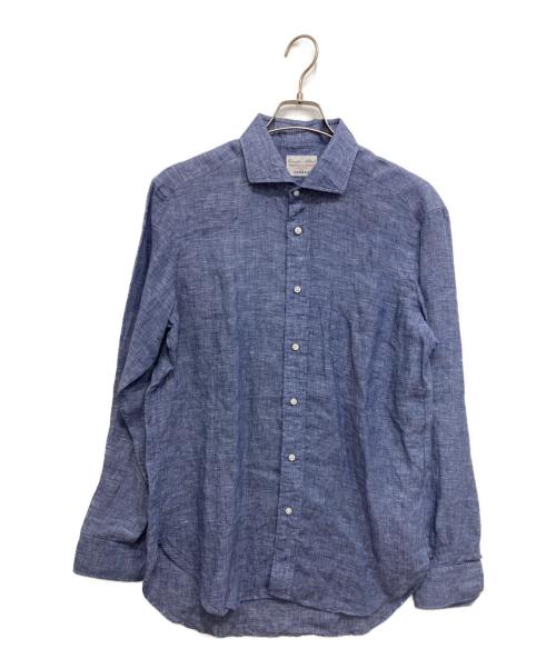 FAIRFAX（フェアファックス）FAIRFAX (フェアファックス) Cotonificio Albini (コトニフィーチョ アルビニ) リネンシャツ ブルー サイズ:Lの古着・服飾アイテム