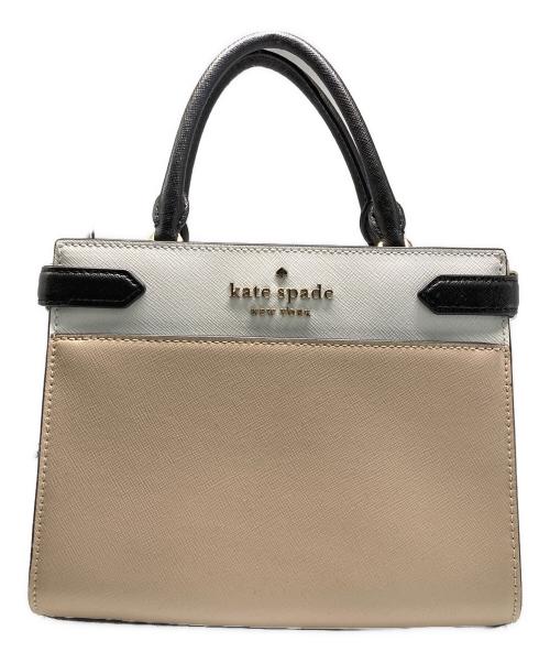 Kate Spade（ケイトスペード）Kate Spade (ケイトスペード) カラーブロックサッチェル2WAYバッグ ベージュの古着・服飾アイテム