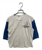 ArteXアルテックス）の古着「ヘンリーネックベースボールTシャツ」｜ブルー×ホワイト