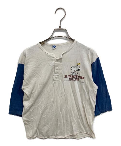ArteX（アルテックス）ArteX (アルテックス) ヘンリーネックベースボールTシャツ ブルー×ホワイト サイズ:Mの古着・服飾アイテム