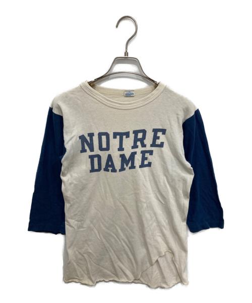 Champion（チャンピオン）Champion (チャンピオン) 70’s二段染み込みカレッジプリントラグランTシャツ ブルー サイズ:Mの古着・服飾アイテム