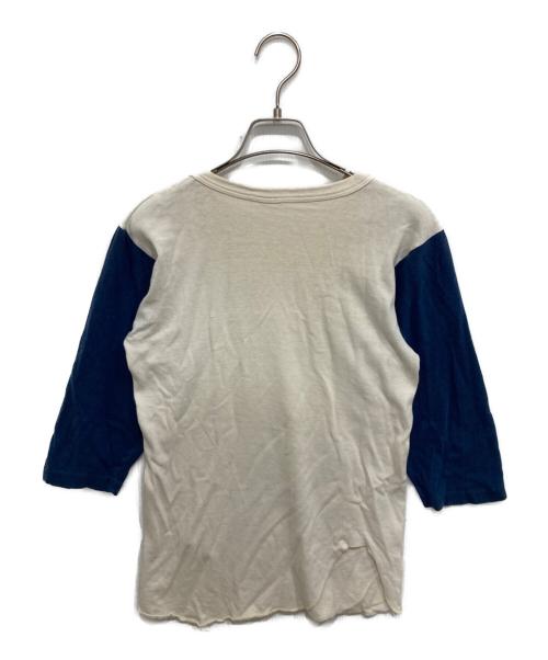 Champion（チャンピオン）Champion (チャンピオン) 70’s二段染み込みカレッジプリントラグランTシャツ ブルー サイズ:Mの古着・服飾アイテム