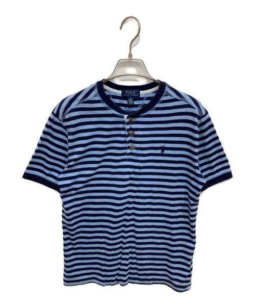 POLO RALPH LAUREN（ポロ・ラルフローレン）POLO RALPH LAUREN (ポロ・ラルフローレン) ヘンリーネックボーダーTシャツ ブルー サイズ:Lの古着・服飾アイテム
