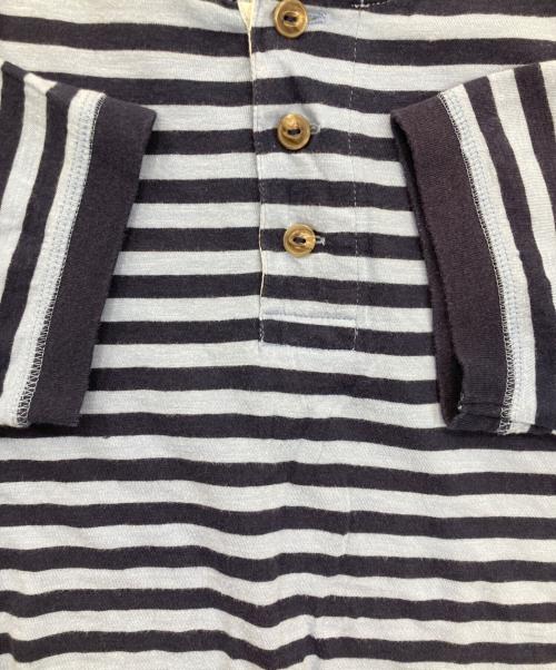 POLO RALPH LAUREN（ポロ・ラルフローレン）POLO RALPH LAUREN (ポロ・ラルフローレン) ヘンリーネックボーダーTシャツ ブルー サイズ:Lの古着・服飾アイテム