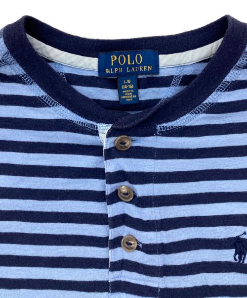 POLO RALPH LAUREN（ポロ・ラルフローレン）POLO RALPH LAUREN (ポロ・ラルフローレン) ヘンリーネックボーダーTシャツ ブルー サイズ:Lの古着・服飾アイテム