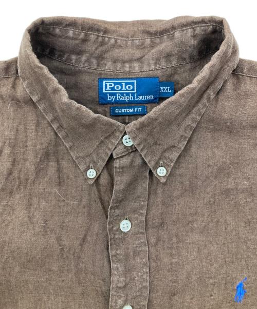 POLO RALPH LAUREN（ポロ・ラルフローレン）POLO RALPH LAUREN (ポロ・ラルフローレン) 半袖リネンシャツ ブラウン サイズ:XXLの古着・服飾アイテム