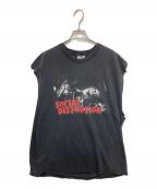 ALSTYLE APPAREL & ACTIVEWEARアレスタイルアパレル＆アクティブウェア）の古着「ノースリーブバンドTシャツ」｜ブラック