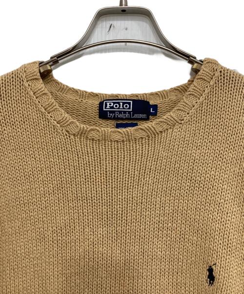 POLO RALPH LAUREN（ポロ・ラルフローレン）POLO RALPH LAUREN (ポロ・ラルフローレン) コットンニット ベージュ サイズ:Lの古着・服飾アイテム
