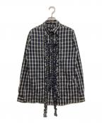 DIESELディーゼル）の古着「フリルチェックシャツ」｜ネイビー