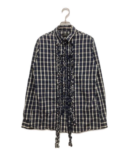 DIESEL（ディーゼル）DIESEL (ディーゼル) フリルチェックシャツ ネイビー サイズ:不明の古着・服飾アイテム