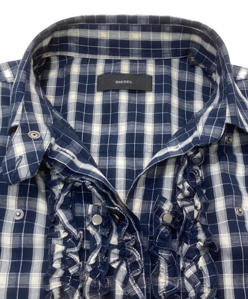 DIESEL（ディーゼル）DIESEL (ディーゼル) フリルチェックシャツ ネイビー サイズ:不明の古着・服飾アイテム