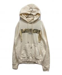 LANVIN（ランバン）の古着「Curb Lace Popover Hoody/ロゴプルオーバーパーカー」｜ホワイト