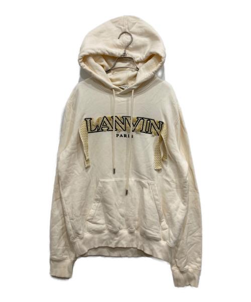 LANVIN（ランバン）LANVIN (ランバン) Curb Lace Popover Hoody/ロゴプルオーバーパーカー ホワイト サイズ:不明の古着・服飾アイテム
