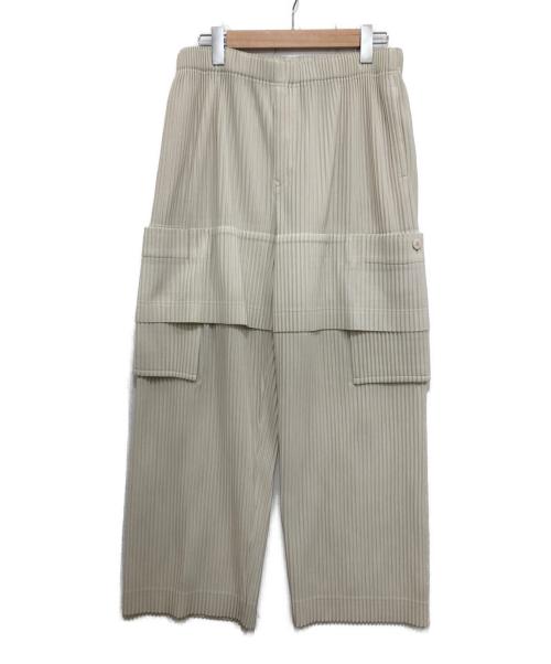 HOMME PLISSE ISSEY MIYAKE（オム プリッセ イッセイ ミヤケ）HOMME PLISSE ISSEY MIYAKE (オム プリッセ イッセイ ミヤケ) MULTI-POCKET/プリーツカーゴパンツ LIMESTONE WHITE サイズ:3の古着・服飾アイテム