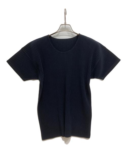 HOMME PLISSE ISSEY MIYAKE（オム プリッセ イッセイ ミヤケ）HOMME PLISSE ISSEY MIYAKE (オム プリッセ イッセイ ミヤケ) BASICS/半袖プリーツカットソー ネイビー サイズ:3の古着・服飾アイテム