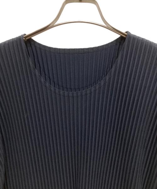 HOMME PLISSE ISSEY MIYAKE（オム プリッセ イッセイ ミヤケ）HOMME PLISSE ISSEY MIYAKE (オム プリッセ イッセイ ミヤケ) BASICS/半袖プリーツカットソー ネイビー サイズ:3の古着・服飾アイテム
