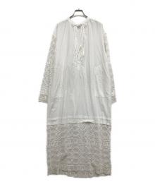sara mallika（サラマリカ）の古着「Geometric Lace Joint Dress」｜ホワイト