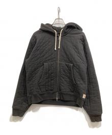 stussy（ステューシー）の古着「VERTICAL QUILTED ZIP HOODIE/キルティングパーカー」｜ブラック