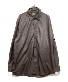 STEVEN ALAN（スティーブンアラン）の古着「ディアスキン レギュラーカラー シャツ LOOSE/レザーシャツ」｜ブラウン