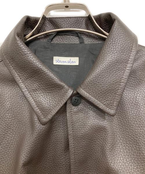 STEVEN ALAN（スティーブンアラン）STEVEN ALAN (スティーブンアラン) ディアスキン レギュラーカラー シャツ LOOSE/レザーシャツ ブラウン サイズ:Lの古着・服飾アイテム
