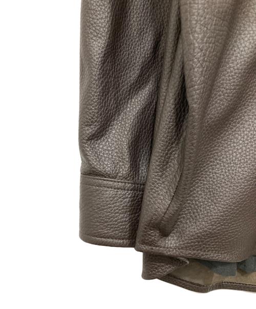 STEVEN ALAN（スティーブンアラン）STEVEN ALAN (スティーブンアラン) ディアスキン レギュラーカラー シャツ LOOSE/レザーシャツ ブラウン サイズ:Lの古着・服飾アイテム