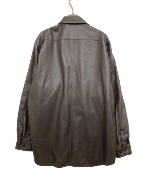 STEVEN ALAN（スティーブンアラン）STEVEN ALAN (スティーブンアラン) ディアスキン レギュラーカラー シャツ LOOSE/レザーシャツ ブラウン サイズ:Lの古着・服飾アイテム
