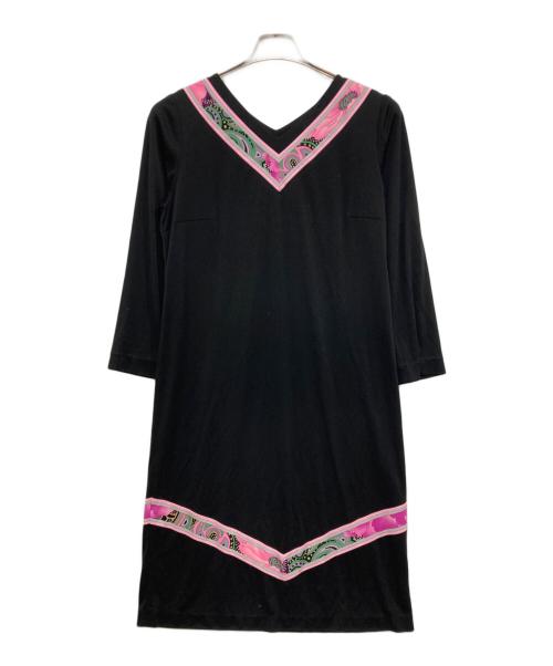 LEONARD FASHION（レオナールファッション）LEONARD FASHION (レオナールファッション) カンカン素材ワンピース ブラック サイズ:42の古着・服飾アイテム