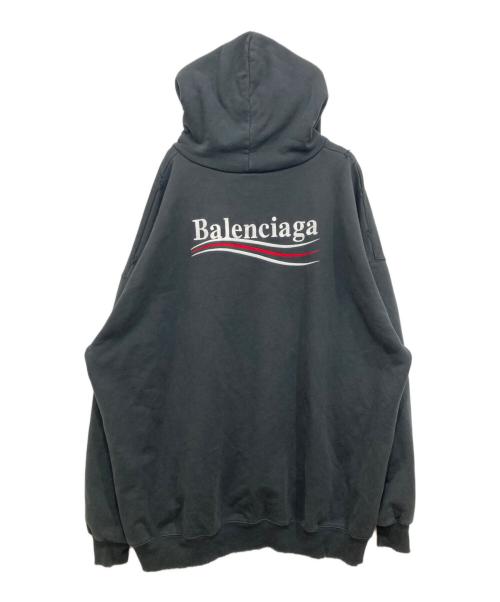 BALENCIAGA（バレンシアガ）BALENCIAGA (バレンシアガ) ポリティカルキャンペーンラージフィット フーディー/ユーズド加工パーカー ブラック サイズ:XXSの古着・服飾アイテム