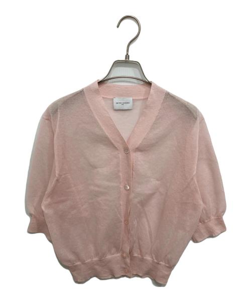 UNITED ARROWS（ユナイテッドアローズ）UNITED ARROWS (ユナイテッドアローズ) シアー Vネック カーディガン ピンク サイズ:FREEの古着・服飾アイテム
