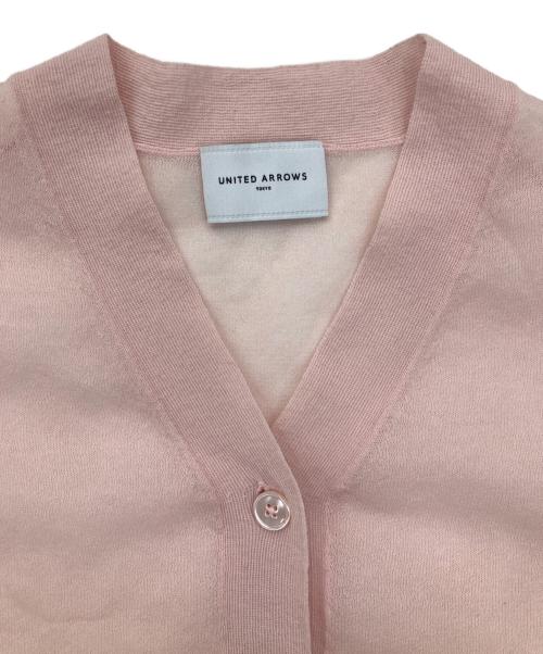UNITED ARROWS（ユナイテッドアローズ）UNITED ARROWS (ユナイテッドアローズ) シアー Vネック カーディガン ピンク サイズ:FREEの古着・服飾アイテム