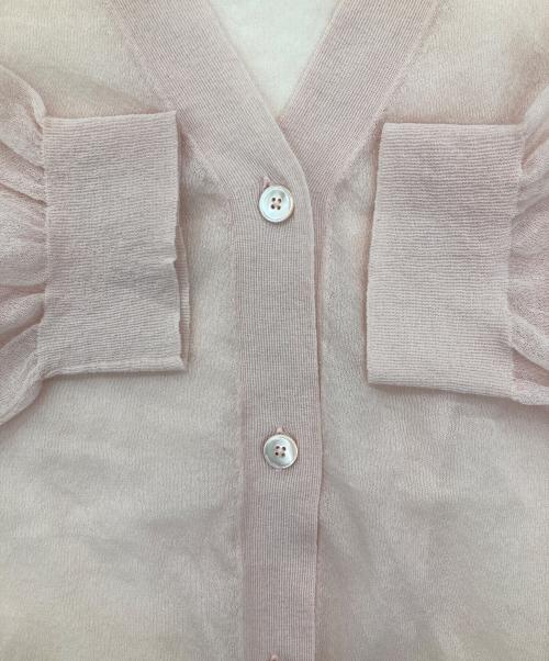UNITED ARROWS（ユナイテッドアローズ）UNITED ARROWS (ユナイテッドアローズ) シアー Vネック カーディガン ピンク サイズ:FREEの古着・服飾アイテム
