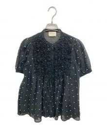 UNITED ARROWS（ユナイテッドアローズ）の古着「2トーン ドットジャガード ブラウス」｜ブラック