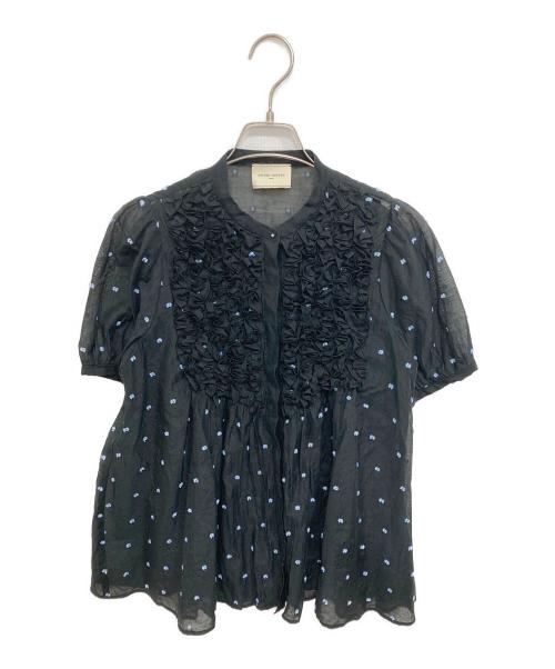 UNITED ARROWS（ユナイテッドアローズ）UNITED ARROWS (ユナイテッドアローズ) 2トーン ドットジャガード ブラウス ブラック サイズ:FREEの古着・服飾アイテム